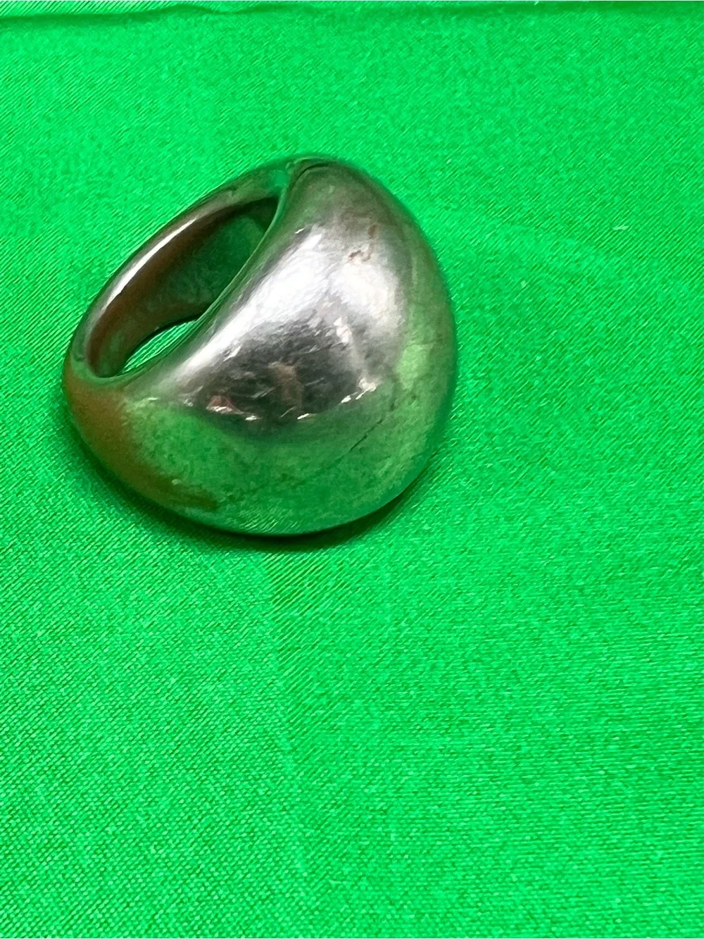 Polished Silver-Tone Pebble dome ring